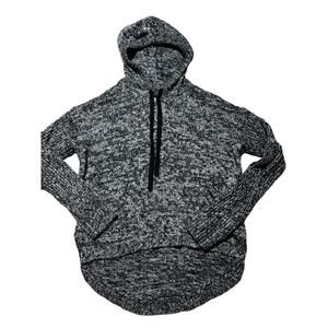 Forever 21 Womens S Dark Heather Grey High Low Hooded Knit Sweater